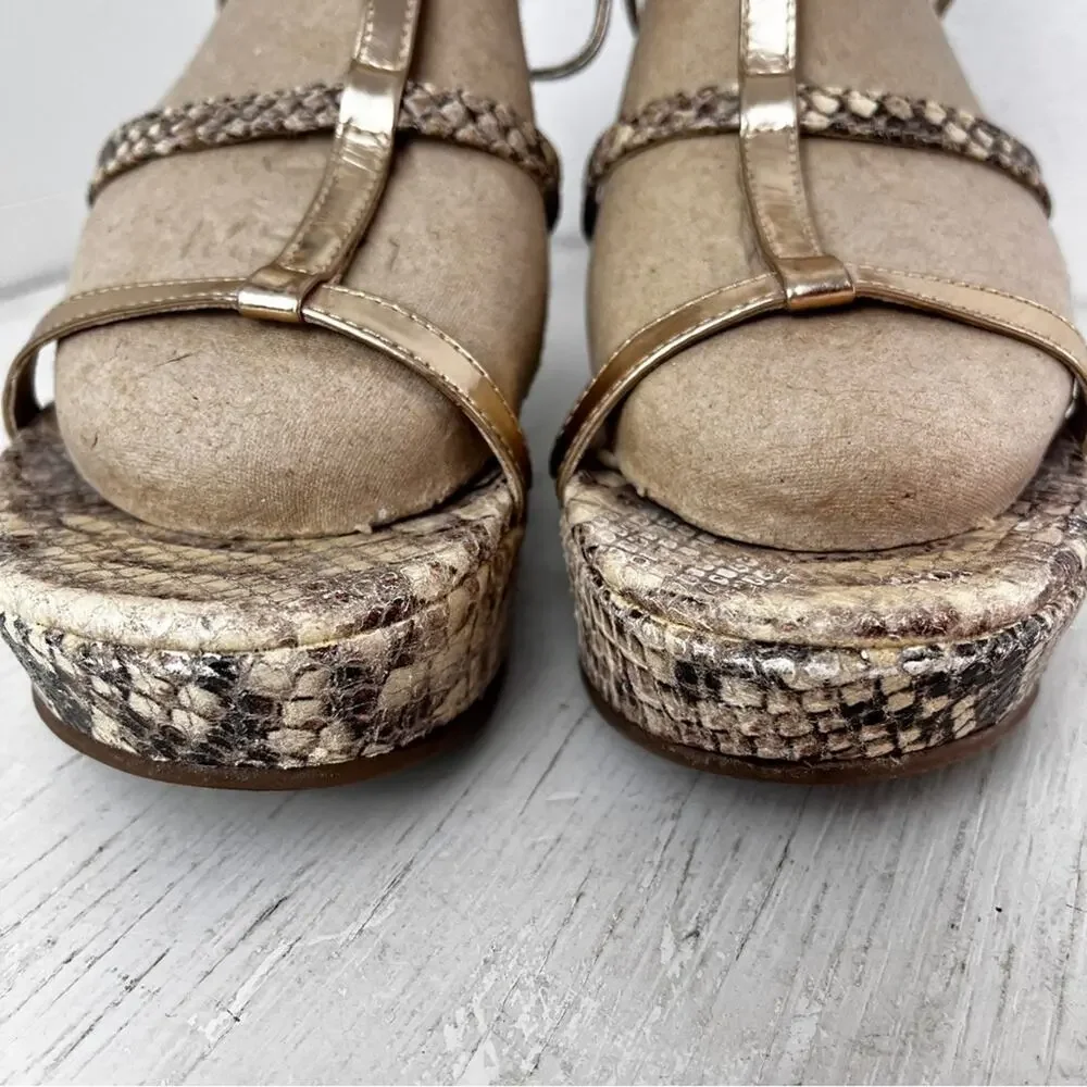 Kate Spade Venezia Platform Wedge Snakeskin Sandals size 8